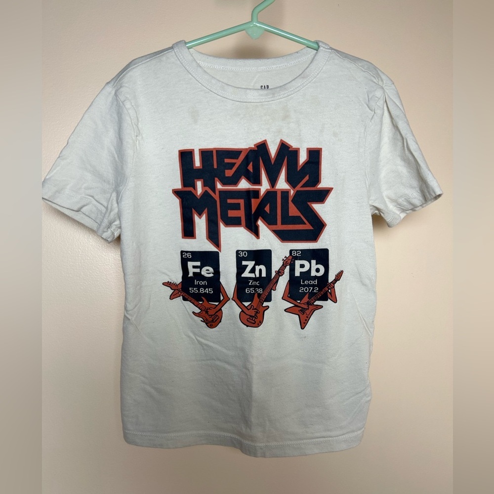 GAP Heavy Metals Beige Graphic Tee | Boys Size S (6/7) | Periodic Table Funny